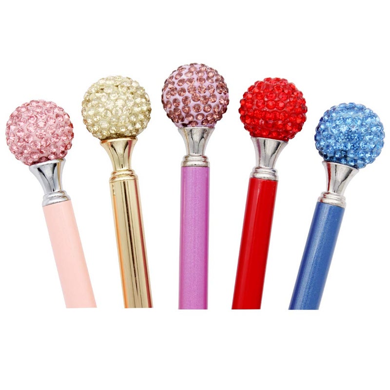 Gullor 5PCS Diamond Ball Retractable Ballpoint Pen, Bling Metal Ballpoint Pens, Multicolor A - Image 5